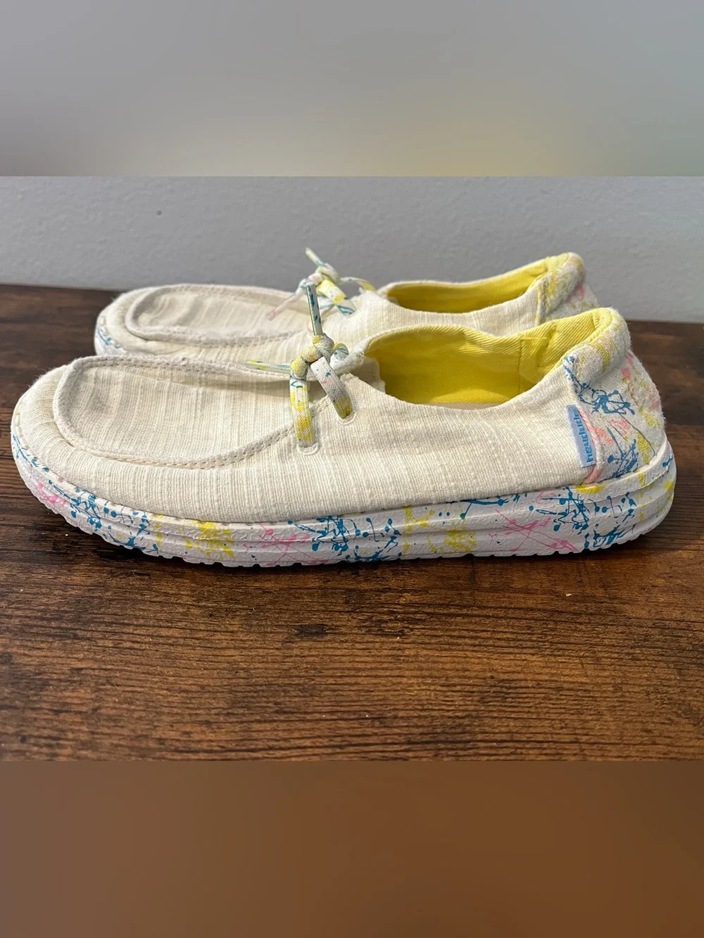 Hey Dude Kids Cream Canvas Sugar Vibe Shoes Size 2